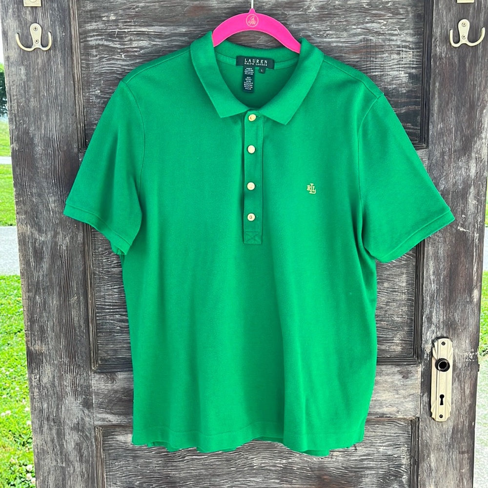 Vintage Lauren Ralph Lauren Women’s Polo Shirt, Kelly Green | L